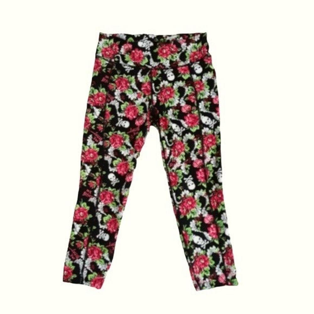 Betsey Johnson Skull And Roses Active Leggings